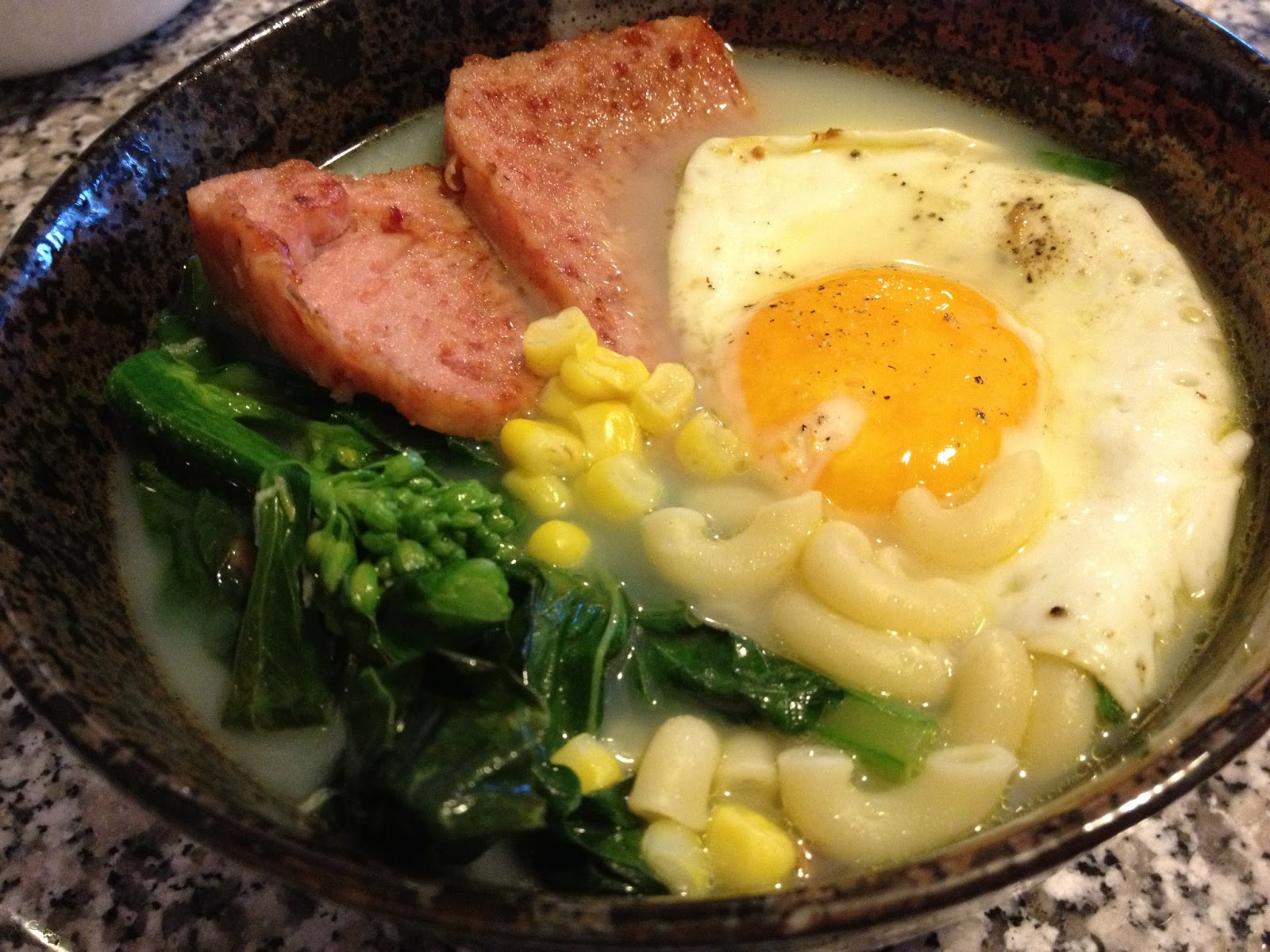 the kitchen runner Hong Kong style Spam & Egg Macaroni Soup